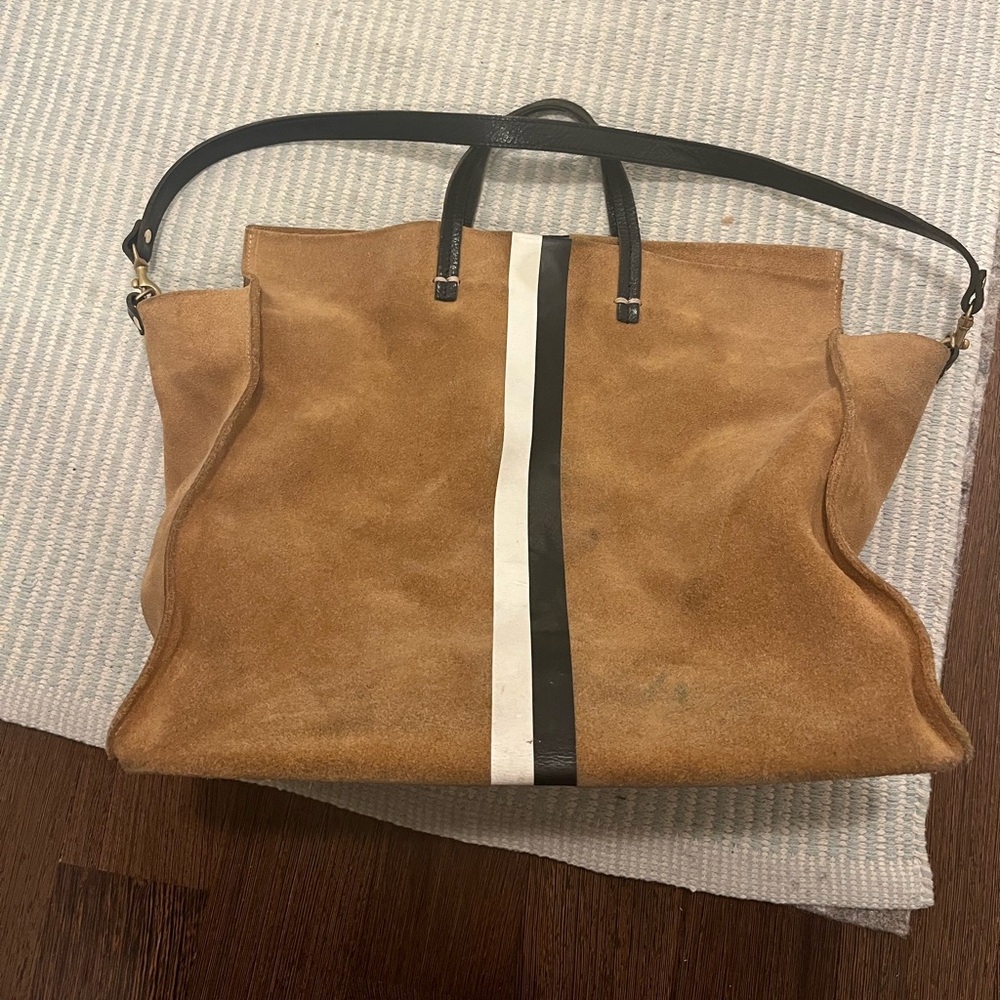 Clare V striped brown suede tote